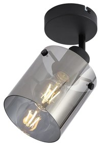 Foco de parede de design preto com vidro fumado - Domo Moderno