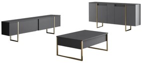 Conjunto de Mobiliário de Sala Luxe – Antracite e Dourado – Console 16