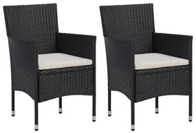 46179 vidaXL Cadeiras de jantar para jardim 2 pcs vime PE preto