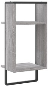 Prateleira de parede com barra 30x25x65 cm cinzento sonoma