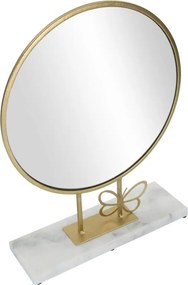 ESPELHO DE MESA BORBOLETA 30X9X39,5 CM DOURADO E MÁRMORE