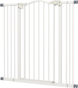 Barreira de segurança extensível para cães, 74-100 cm, fecho automático, fixação por pressão sem necessidade de perfuração, branca