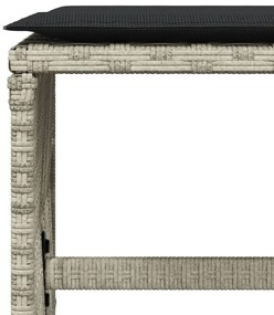 17 pcs conj. jantar jardim c/ almofadões vime PE cinzento-claro