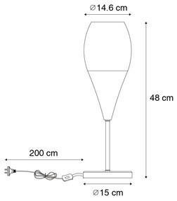 Candeeiro de mesa moderno preto com vidro opalino - Drop Moderno