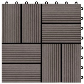Ladrilhos de pavimento 22 pcs WPC 2m² 30x30 cm castanho-escuro