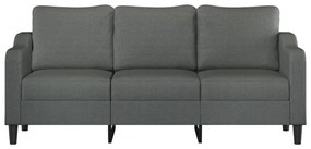 Sofá de 3 lugares 180 cm tecido cinza-escuro