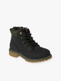 Agora -30%: Botas com atacadores e fecho, em pele preto