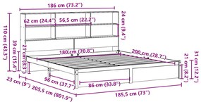 Cama com estante sem colchão 180x200 cm pinho maciço
