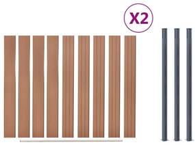 Conjunto de painéis de vedação 353x186 cm WPC castanho