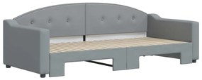 Sofá-cama com gavetão 90x200 cm tecido cinzento-claro