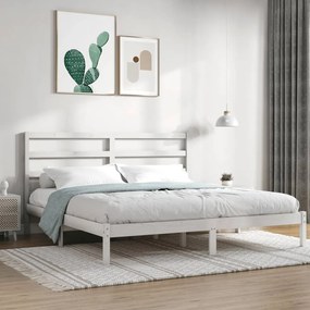Cama sem colchão 200x200 cm madeira de pinho maciça branco