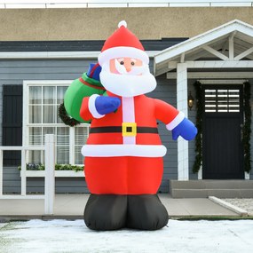 Pai Natal Insuflável, 150 x 125 x 240 cm, 4 Luzes LED Integradas, Vermelho