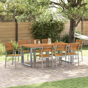 vidaXL Cadeiras empilháveis para jardim 8 pcs de madeira maciça de acácia e metal
