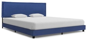 Estrutura de cama sem colchão 150x200 cm tecido azul