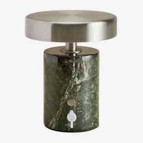 Lâmpada De Mesa Led Sem Fios Em Ferro E Pedra Natural Isasia Mármore Verde Forest - Sklum