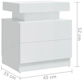 Mesa de cabeceira 45x35x52cm derivados madeira branco brilhante