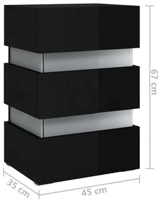 Mesa de Cabeceira Giancarlo com Luzes LED - Preto Brilhante - Design M