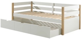 Cama infantil MARGRIT (90 x 200 cm) + Estrado + gaveta inferior Natural / Branca