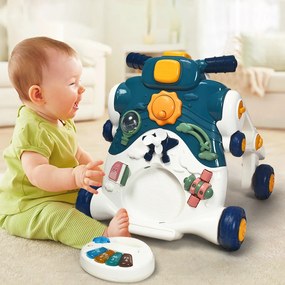 Andador 3 em 1 para bebês, que se senta e fica em pé, com música e luzes - Rosa