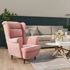 vidaXL Poltrona em veludo cor-de-rosa