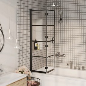 150743 vidaXL Divisória de chuveiro dobrável ESG 80x140 cm preto