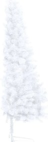 Meia árvore Natal artificial pré-iluminada c/ bolas branco