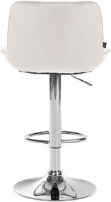 Banco alto em veludo com estrutura prateada 85-106 x 49 x 51 cm cor creme