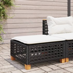 vidaXL Banco de jardim com almofadão 63,5x56x32 cm vime PE preto