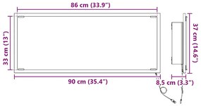 Espelho de Casa de Banho com Luz LED Cinza Sonoma 90x8,5x37 cm