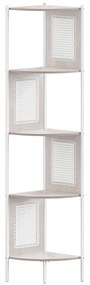 Estante de canto com 5 prateleiras e painéis laterais em rattan | VASAGLE | 31,9 x 31,9 x 156,4 cm | bege aveia | LLS588K66.