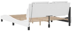 Estrutura cama c/ luzes LED 180x200 cm couro artificial branco
