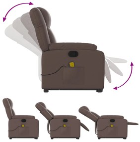 Poltrona massagens reclinável elevatória couro artif. castanho