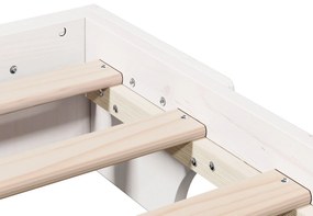 Estrutura de Cama Branca Madeira de Pinho Maciça Solteiro
