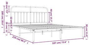 Estrutura de cama com cabeceira 183x213 cm metal preto