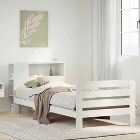 Cama sem colchão 75x190 cm madeira de pinho maciça branco