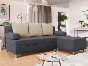 Conjunto de mobiliário com estofo Comfivo 108, Cama com arrumação, Tecido, Pernas: Plástico, Madeira: Pinheiro