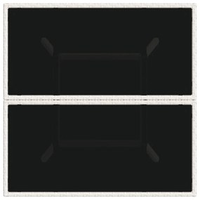 Mesa de jardim com tampo de vidro 80x80x75 cm vime PE branco