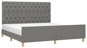 Estrutura de cama sem colchão 160x200 cm tecido cinzento-escuro
