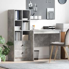 Mesa vidaXL cinza concreto com armazenamento e madeira engenheirada