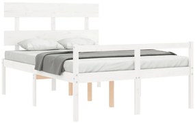 Cama de casal para idosos c/ cabeceira madeira maciça branco