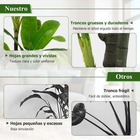 Palmeira artificial de imitação tropical de 150 cm com 18 folhas grandes e vaso de cimento Planta verde realista para escritório em casa Verde