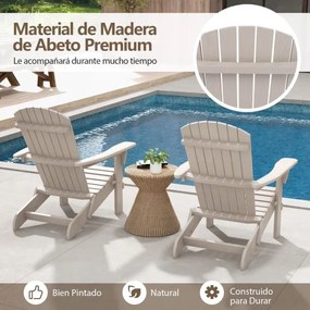 Conjunto de 2 cadeiras Jardim Adirondack dobráveis de madeira com encosto e apoio para os braços Cinzentas