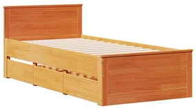 Estrutura de cama s/ colchão e c/ cabeceira pinho castanho-mel
