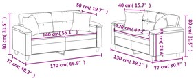 2 pcs conjunto sofás c/ almofadas tecido de microfibra bege