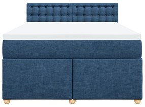 Cama com molas/colchão 140x200 cm tecido azul