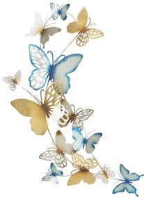 PAINEL DE PAREDE BORBOLETAS OURO/AZUL CLARO C 59,5X4X111,5 CM