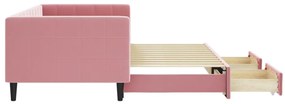 Sofá-cama com gavetão e gavetas 90x200 cm veludo rosa