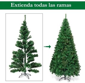 Árvore de Natal Artificial de 2,4 m com Base de Metal Casa Escritório Loja Verde