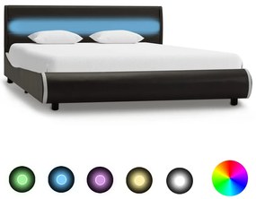vidaXL Estrutura de cama c/ LED 120x200 cm couro artificial antracite