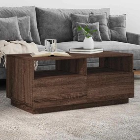vidaXL Mesa de centro com luzes LED 90x49x40 cm carvalho castanho